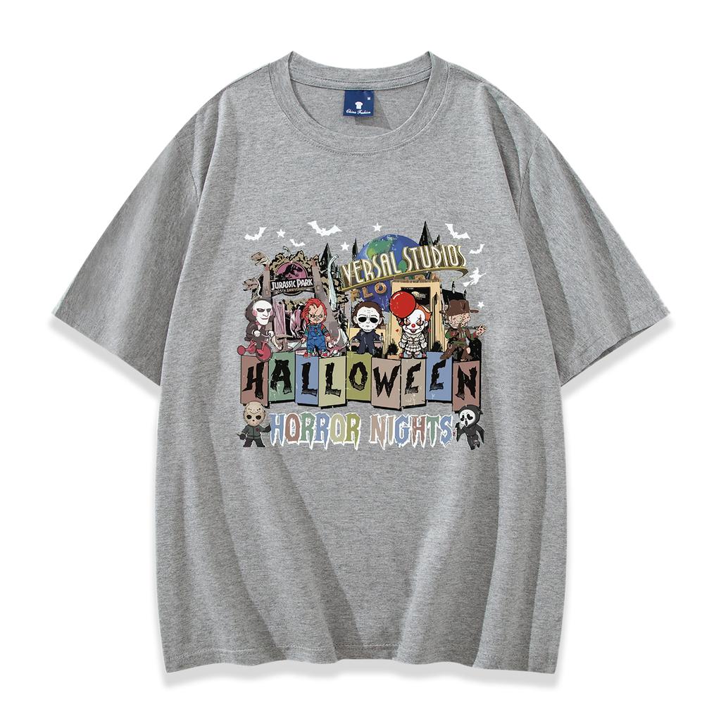 Horror Movie Characters Shirt Halloween Party Shirt Spooky Season Shirt Women Men Short Sleeve Streetwear Hip Hop Tops