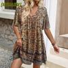 Fashion Summer Spring Short Sleeve V-Neck Casual Dresses International Design