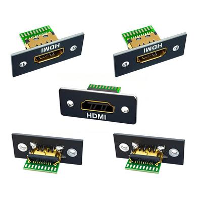 Cablecc DIY OEM HDMI 8K Solder Type Type A Female Socket Connector Receptacle with Panel Mount 5pcs/Set