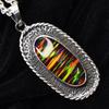 Natural Opal Necklace Fire 43 ct Multicolor 925 Sterling Silver October Birthday Birthstone