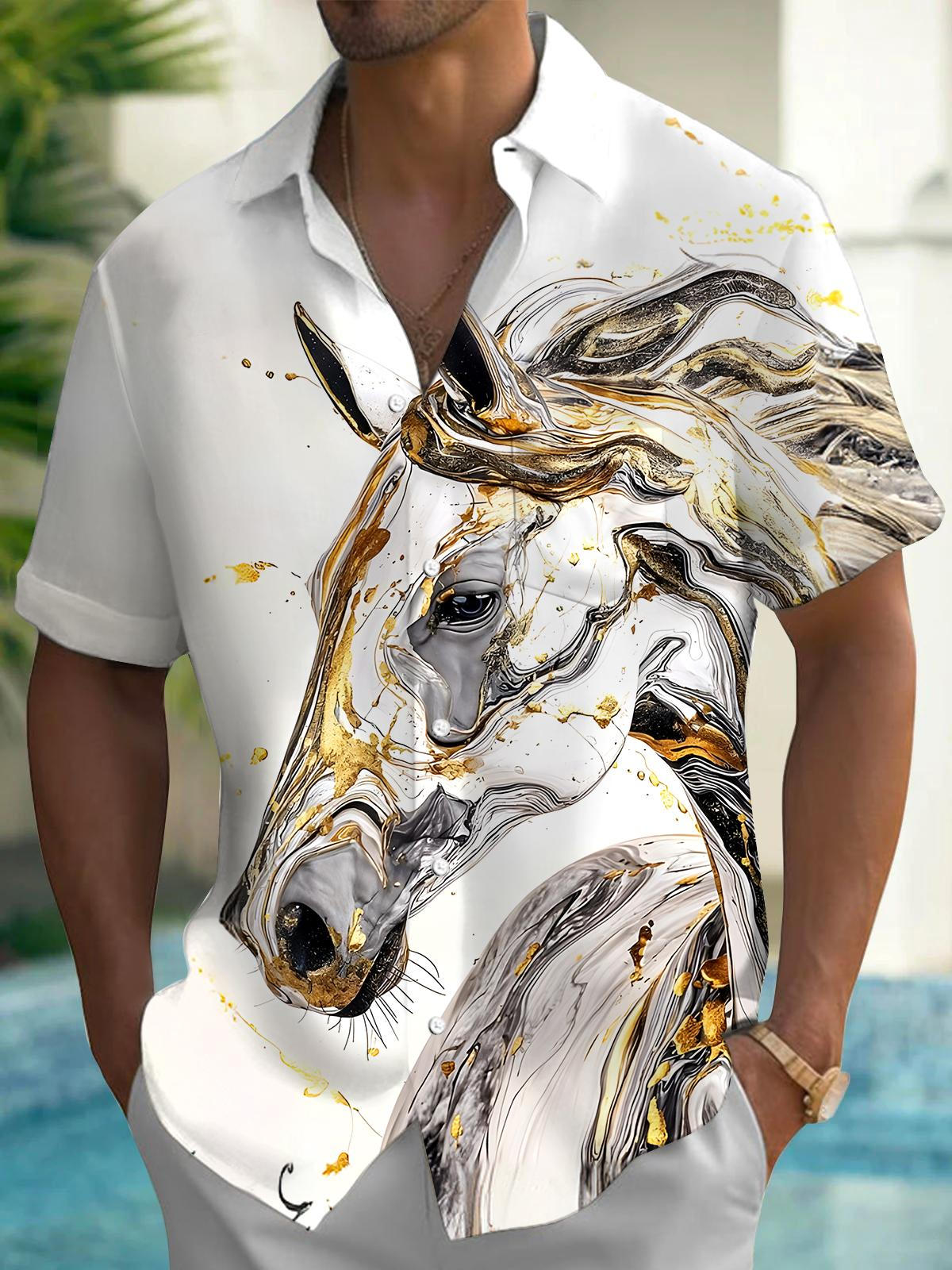 Men s shirts, button up shirts, casual shirts, spring and summer, printed short sleeves, daily, fashionable, comfortable S