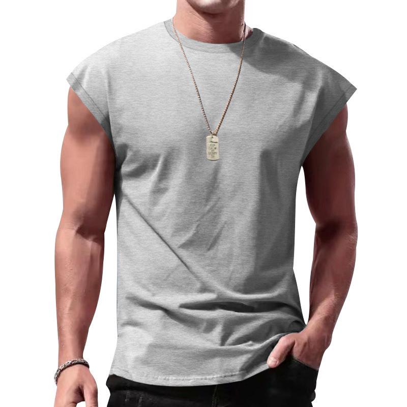 Cross-border 2025 Men's Summer Sleeveless T-shirt - Youth Loose Fit Solid Color Thin Tank Vest