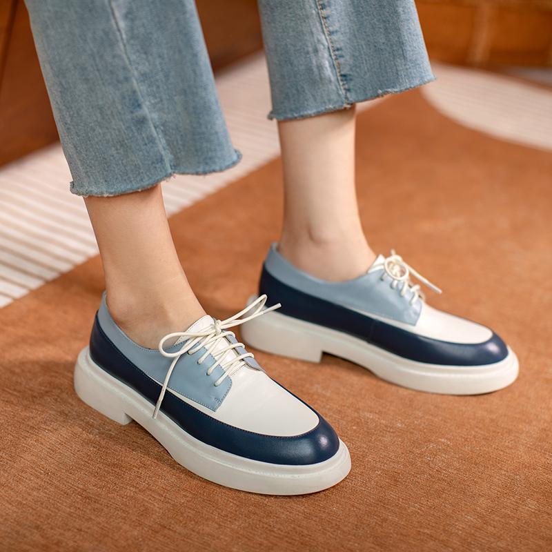 Fashion Natural Genuine Leather Flats Shoes Women Round Toe Casual Shoes Cross Tied Flats Footwear Female Shoes Spring 2025 New Pumps