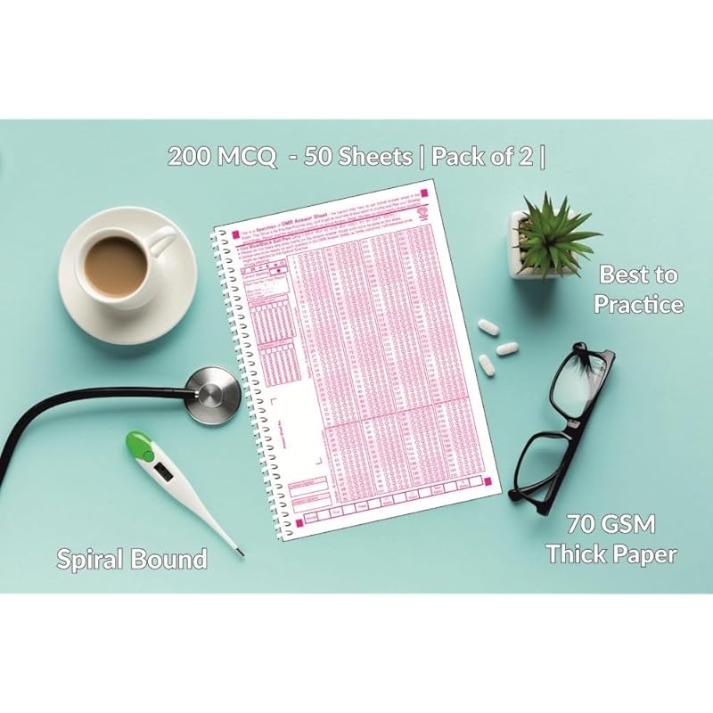 

Amblitz Omr Sheet For Neet | 200 Mcq | 50 Sheets To Practice In Each Notebook | A4 Size | Pack Of 2 | New Pattern | Spir Regular рожевий
