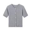 Versatile V-Neck Short-Sleeve Cable Knit Sweater for Women