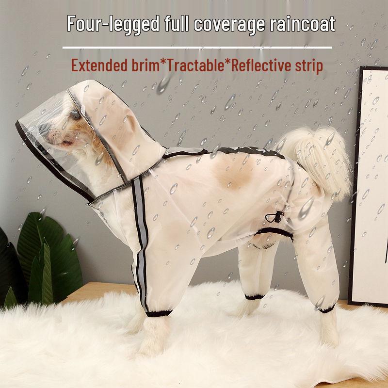 

Водонепроницаемый дождевик для собаки на четырех лапах - Полная защита для маленьких, средних и крупных пород, таких как тедди, бишон, золотистый ретривер Old style white poncho (buy one size larger)