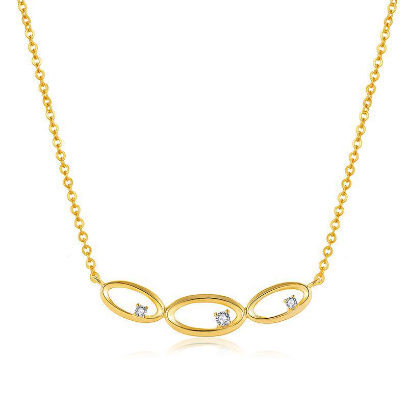 Simple S925 Sterling Silver Oval Zircon Necklace for Women - Niche Fashion Clavicle Chain