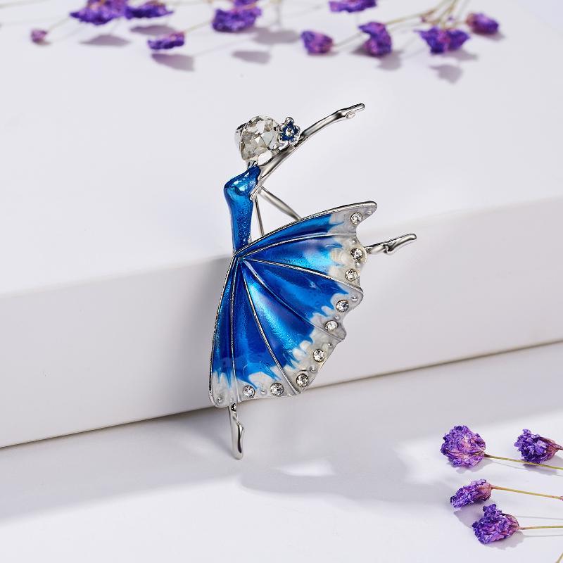 Tanz Ballett Brosche für Damen Rhythmische Sportgymnastik Glitzernder Kristall Zirkon Pins Hochzeitskleid Schmuck