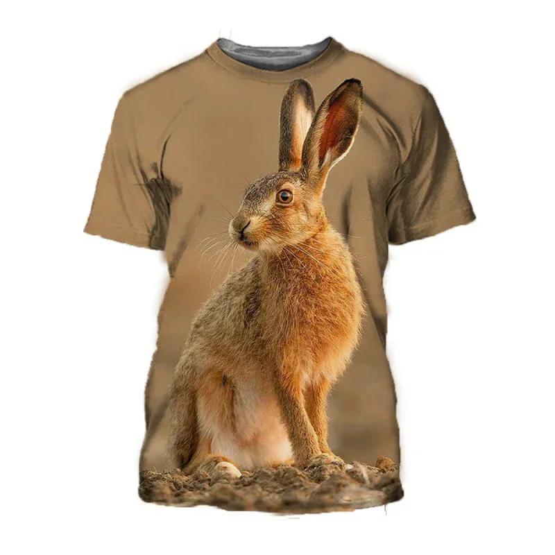 Summer Casual Trends Animal Crew Neck Clothing Fashion Cute Rabbit 3D Printed T-shirt for Men and Women Short Sleeve Big Top T-s