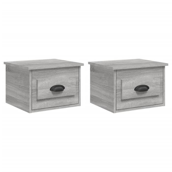 VidaXL Tables de chevet murales 2 pcs sonoma gris 41,5x36x28 cm 816389