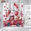 4pcs Valentine's Day Romantic Rose Flower Printed Bathroom Set Waterproof Shower Curtain Floor Mat Toilet Mat U-Shaped Mat