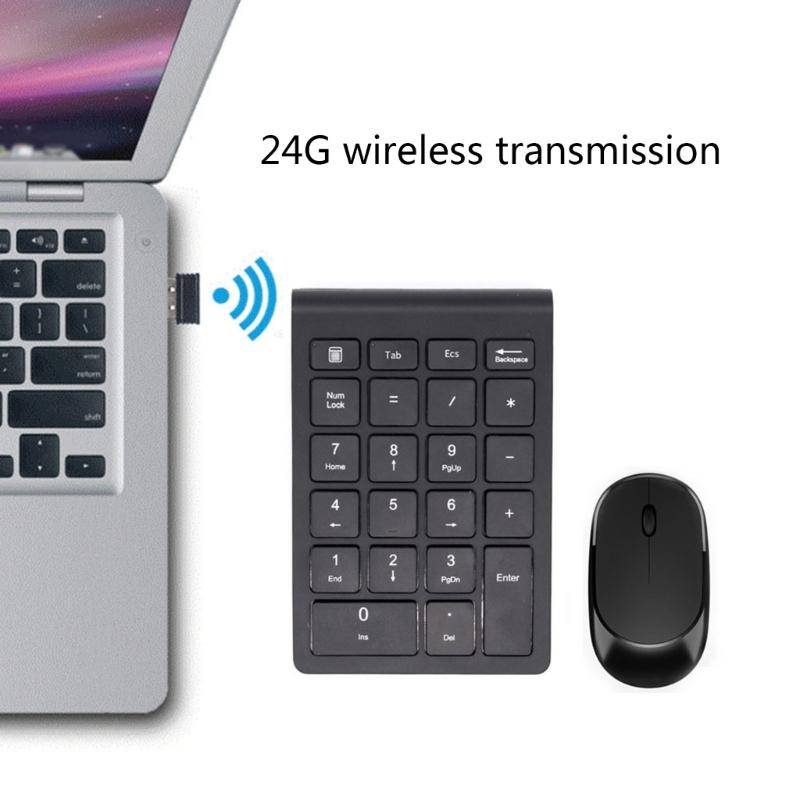 22-Key Numeric Keyboard Keypad 2.4G Wireless Number Pad and Mouse Kit Protable For Laptop Phone Tablets with USB Adapter