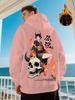 Men's Casual Sporty Japanese Anime Manga Succubus Pattern Print Warm Hooded Sweatshirt