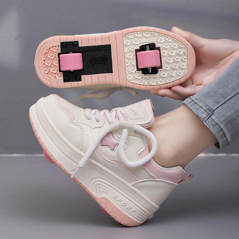 Children's runaway shoes Four seasons double wheel pulley shoes Invisible wheels Adult skates