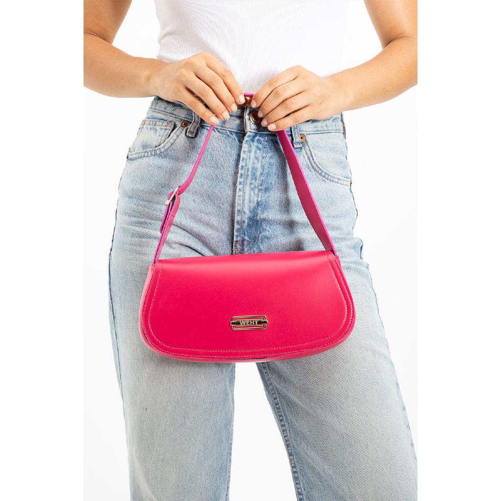 Women's Baguette Lined Snap Closure Handbag And Shoulder Bag