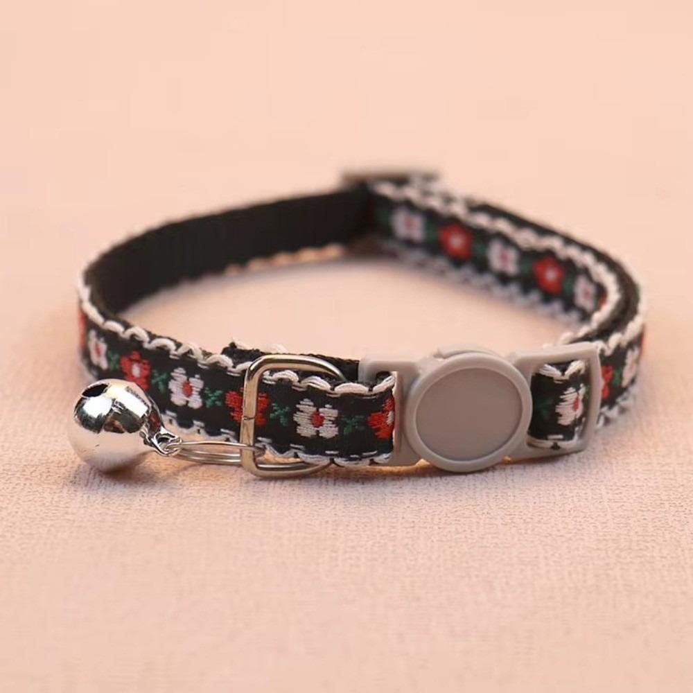 Floral Embroidered Cat Collars Adjustable Cat Supplies New Pet Collars