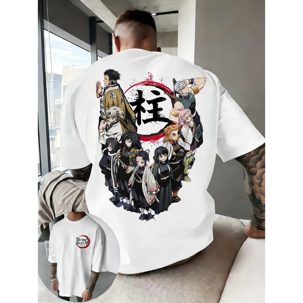 T-shirt Stampata Anime Demon Slayer per Uomo e Donna, Coppia, Street Fashion, Oversize, Casual, Estiva, Top Genitore-Figlio, Harajuku Y2K
