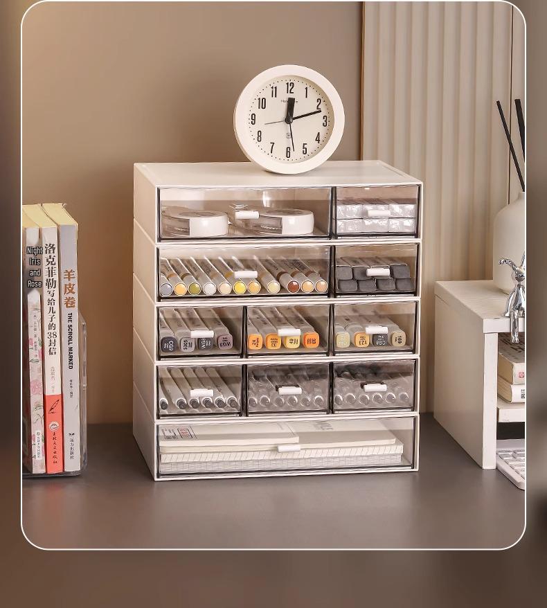 Acryl-Schreibtisch-Organizer-Box mit Schubladen für Büromaterial