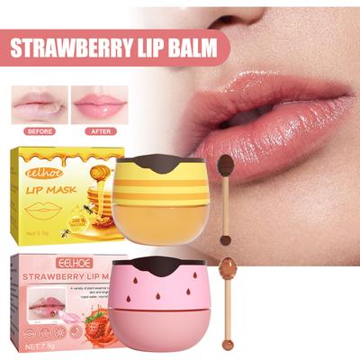 Çilek/Bal Nemlendirici Dudak Balsamı, Peeling Yapar, Nemlendirir, Dudak Çatlamasını Önler, Dudak Çizgilerini Azaltır, Kolayca Emilir