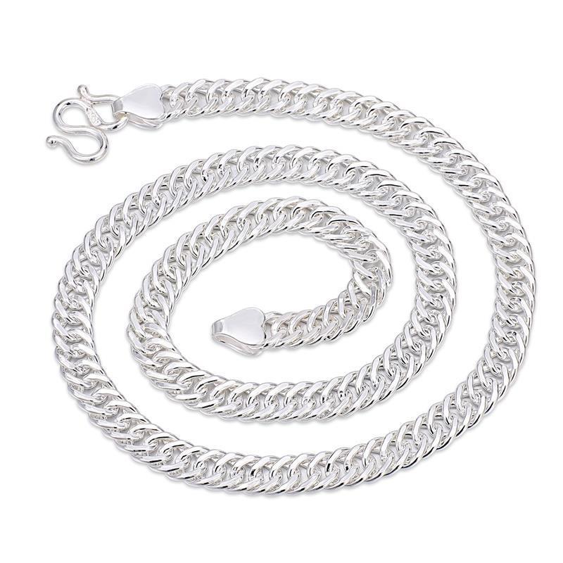 Solid Flat Necklace Men's Trendy Hip-hop Horsewhip Chain Domineering Men's Thick Cuban Chain