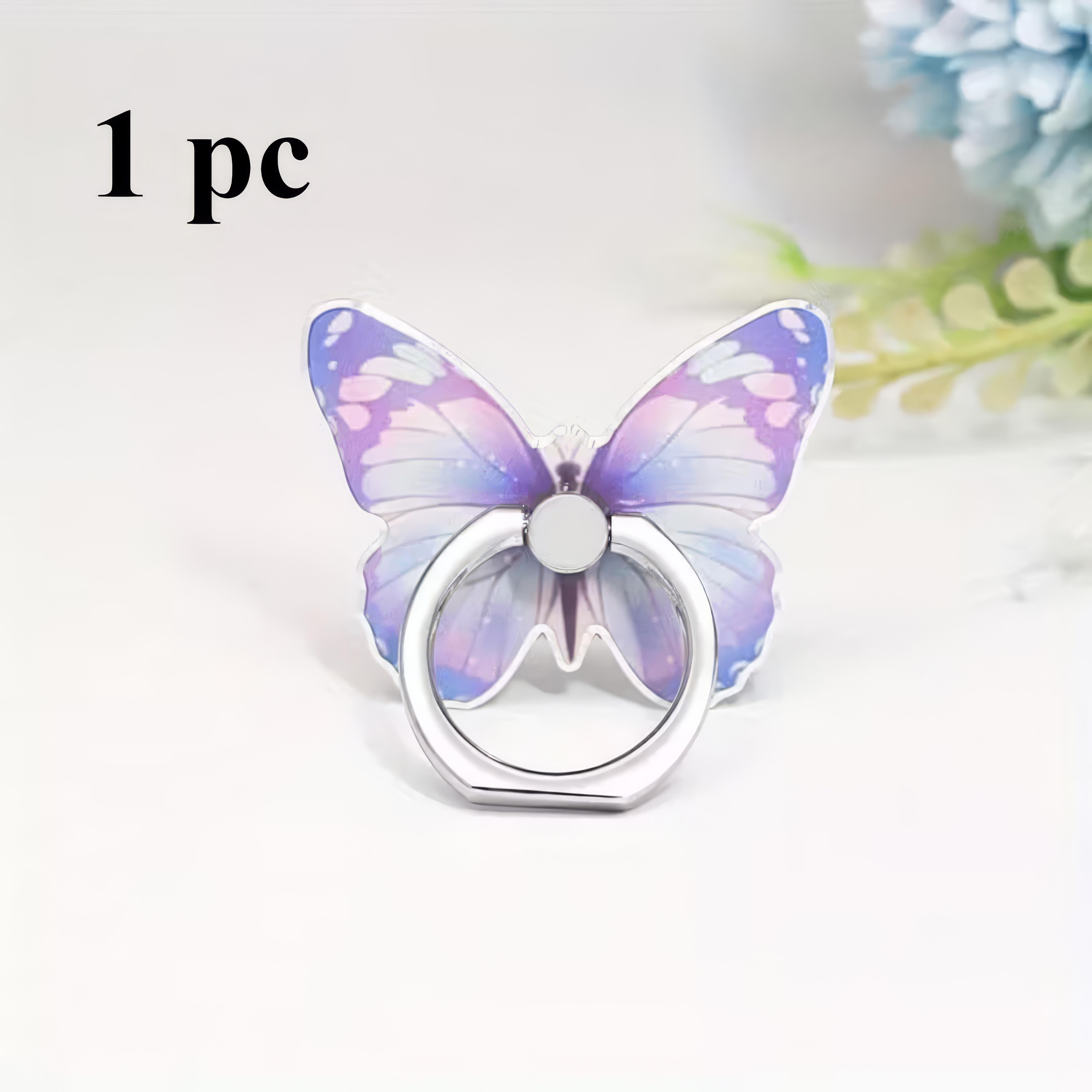 1 Butterfly Phone Stand Pink/Purple, Handheld Handle with Knob Ring, Suitable for Smartphone Users and Home Users