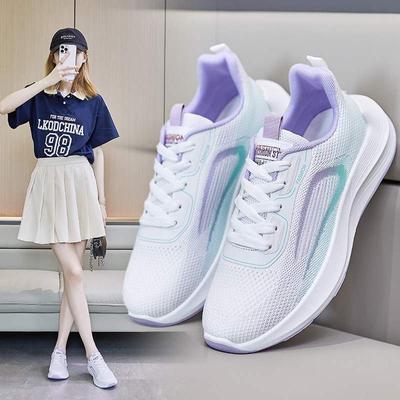2025 Summer New Korean Version Breathable Fly-woven Women's Shoes Trendy Students Versatile Non-slip Running Sports Shoes Casual Shoes