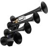 12V / 24V Truck Train Air Horn, 185dB Super Loud Four Trumpet Air Horn for Car Vehicle Truck Train Boat