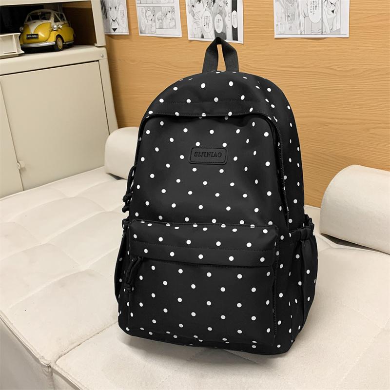 Lightweight Student Schoolbag Dot Print Commuter Backpack