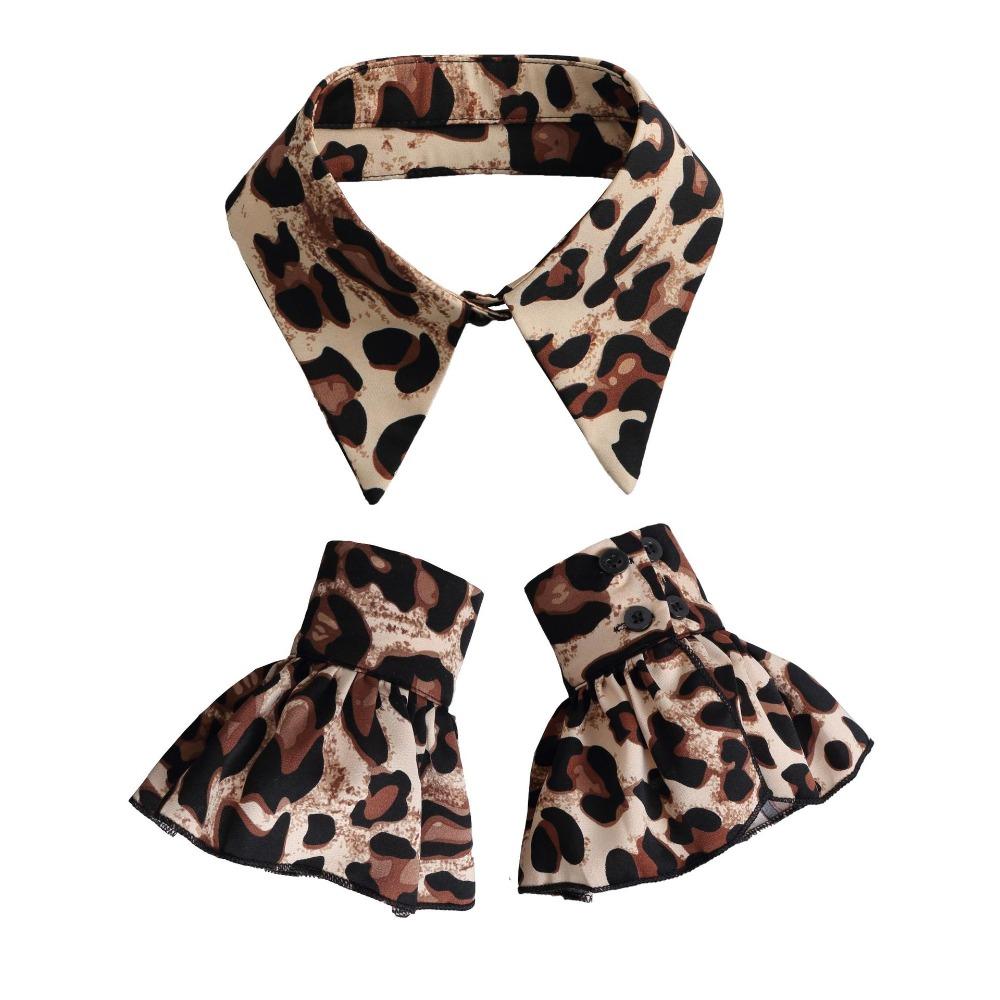 

Detachable False Collar Wrist Cuffs Set Scarf Shawl Decoration DIY Shirt Fake Collar Leopard Print Clothes Accessories