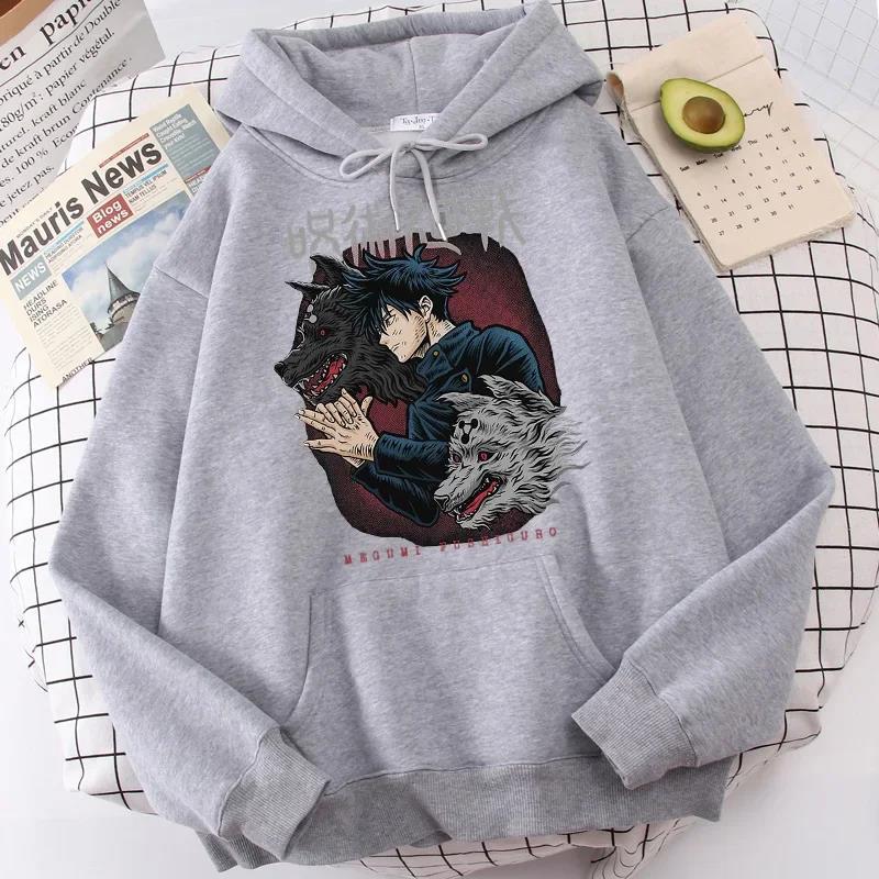 Women's Hoodies Japanese Anime Jujutsu Kaisen Hoodie  Anime Character Beast Graphic Print Pullover Sweatshirt Casual Streetwear