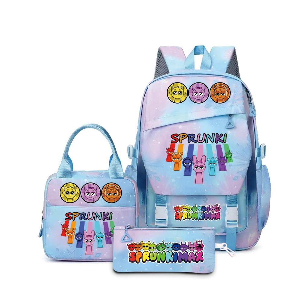 SprunkiPlush Rhythm Box School Bag Student Large Capacity Storage Backpack Backpack Three-piece Set L