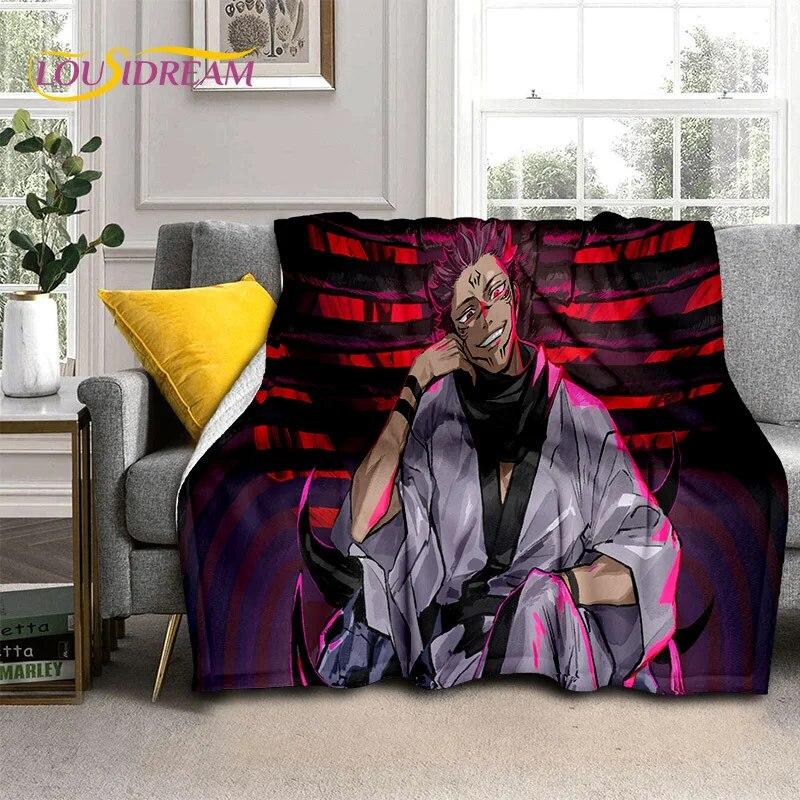 Anime Jujutsu Kaisen Itadori Yuji 3D Blanket,Soft Throw Blanket for Home Bedroom Bed Sofa Picnic Travel Office Cover Blanket Kid