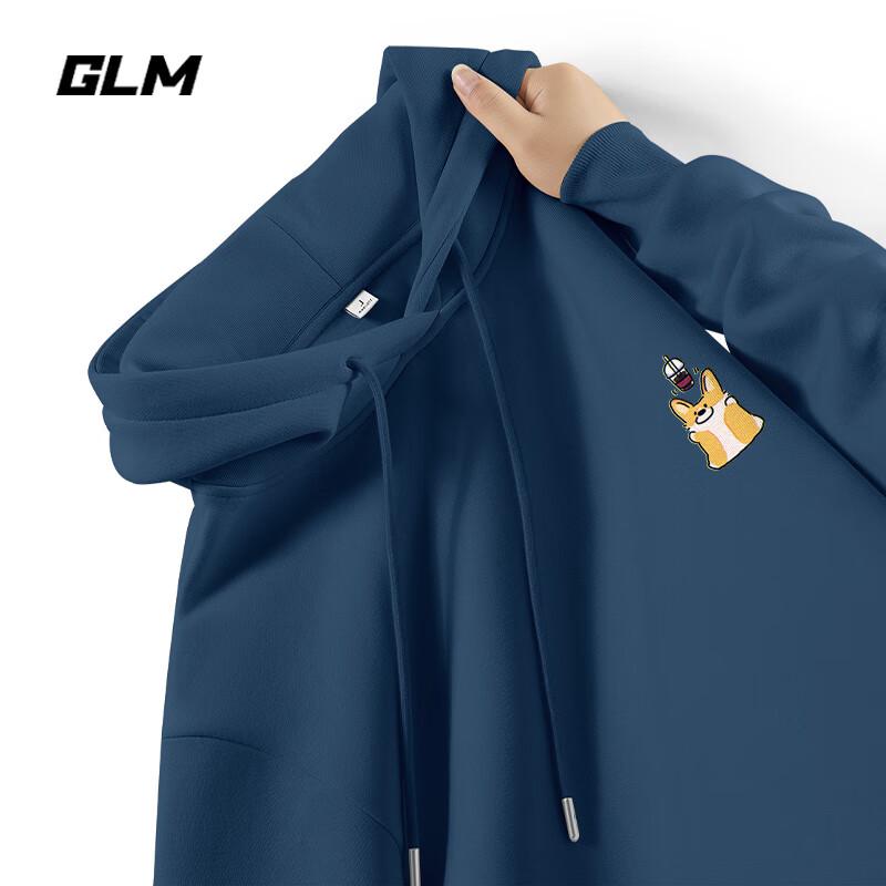 

GLM Men s Trendy Corgi Coffee Print Loose Fit Hoodie 4XL