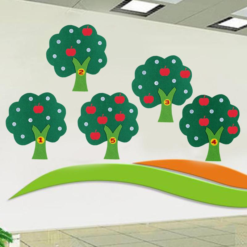 Peache Orange Banana Pear Apple Fruits Tree Felt Math Learning Education Board