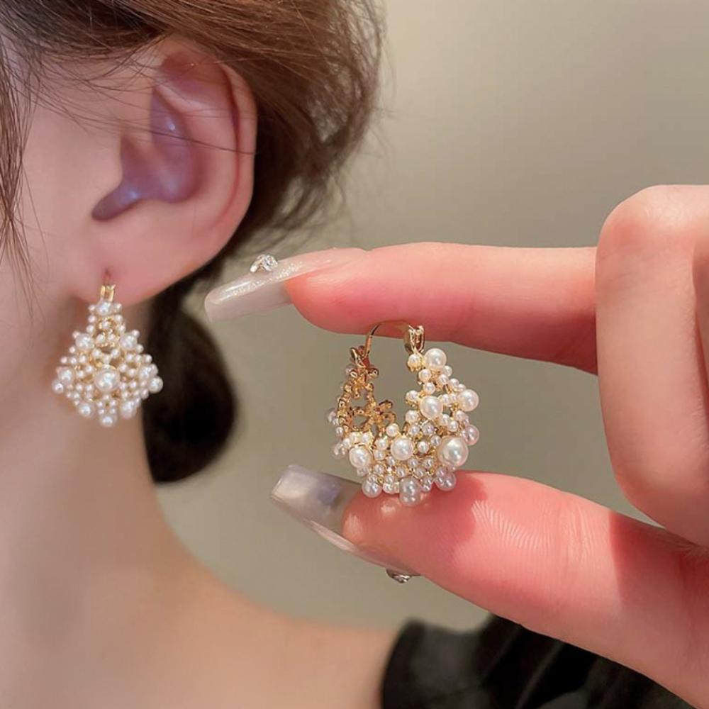 Personality Pearl Earrings Water Drop Shape Ear Hook Exquisite Drop Earrings  Wedding