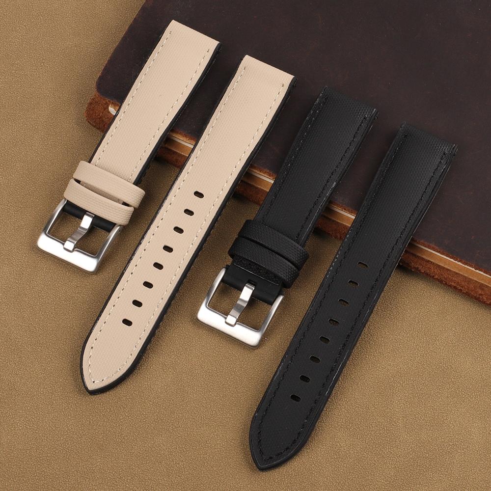 Correa de Reloj Impermeable de Lona de Vela 18mm 20mm 22mm Correa de Reloj de Lona Oxford Banda de Reloj de Silicona de Liberación Rápida Correa de Pulsera Deportiva