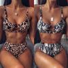 European and American Sexy Swimsuit Women's Split Leopard Print Bikini Set