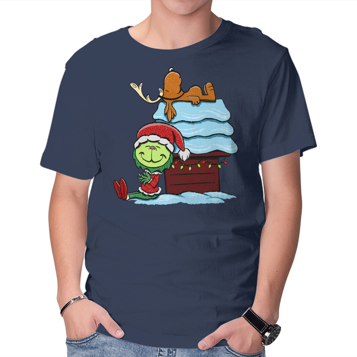 Unisex Crew Neck T-Shirt Up On The House Top Graphic Short Sleeve Casual Tee XXXXL