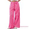 2024 Women's European & American Casual Striped Low Waist Wide Leg Drawstring Multi-Pocket Pants