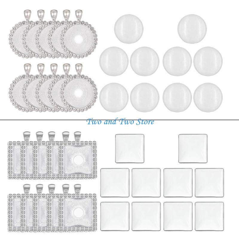 HX6F 10pcs Pendant Base 25x25mm Alloy Tray for Necklace Keychain Photo DIY Jewelry Making Findings Crafts