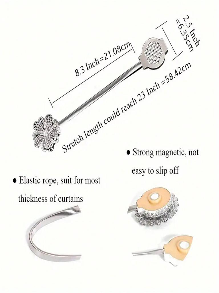 Magnetic Curtain Holdback Clips with Crystal Decor - Versatile Curtain Tieback Fasteners for Living Room, Office & Home Decor |