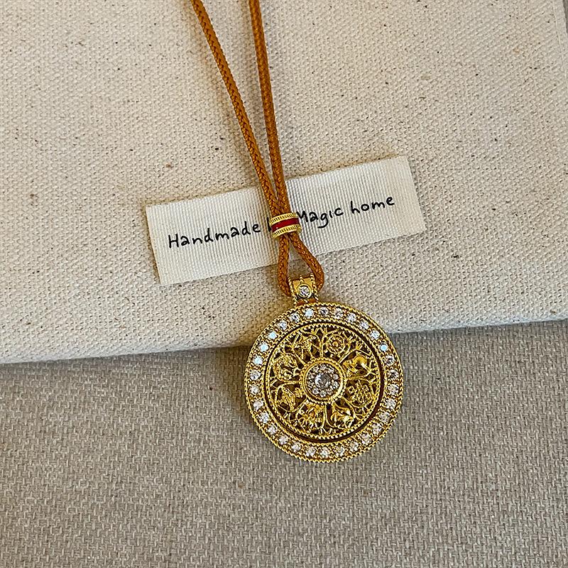 High Version Guanyin God Of Wealth Fulu Compass Woven Rope Necklace Women'S Ancient Law Light Luxury Fashion Versatile Neck Chain Sweater Chain