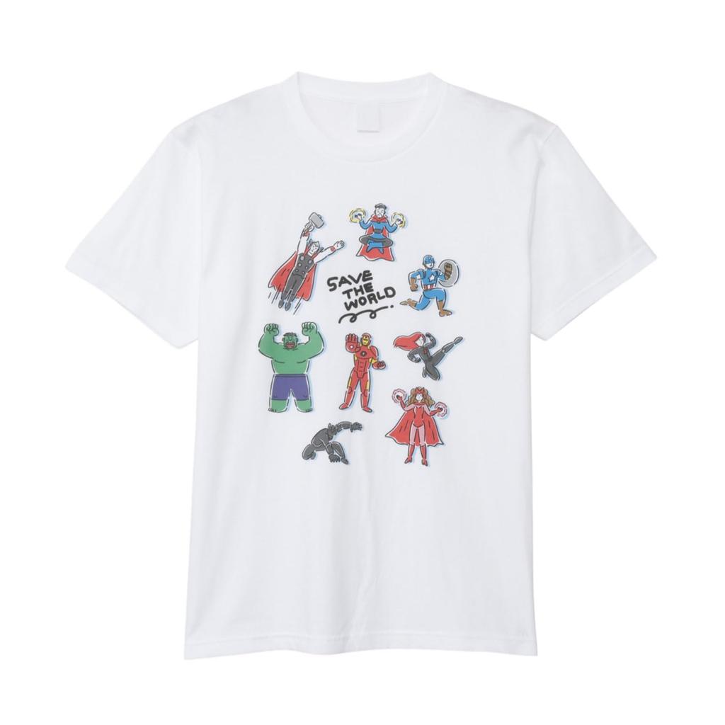 Small Planet Avengers SAVE THE WORLD T-Shirt, White, Size L