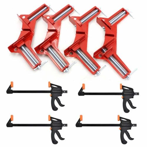 Felimor Corner Clamps, Ratchet Bar Clamps, Quick Bar Clamps, F, Right Angle, Temporary Fastening, Temporary Assembly (8-Piece Set)