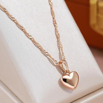 Minimalist Gold Color Heart Pendant Necklace Trendy Women Jewelry Party Wedding Accessories