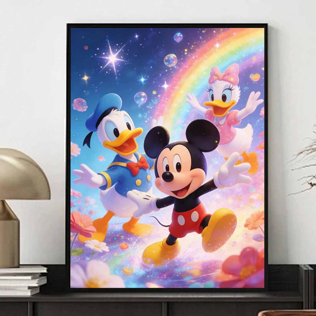 Disney 5D DIY Full Circle Diamond Painting Kit Mickey Donald Daisy Rainbow Wall Decor Gift