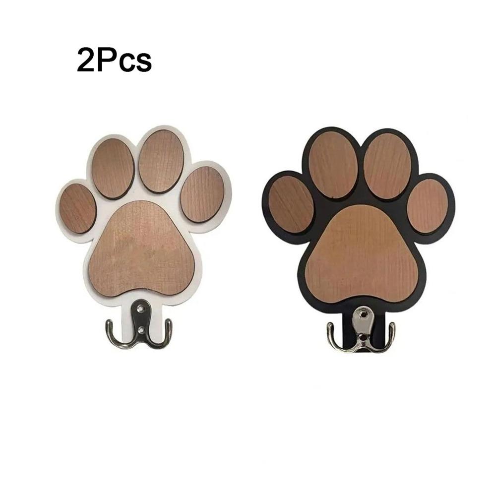 

2Pcs Strong Load-bearing Wooden Paw Print Wall Hook Non-slip Cat Claw Coat Hooks Kitchen чорний білий колір