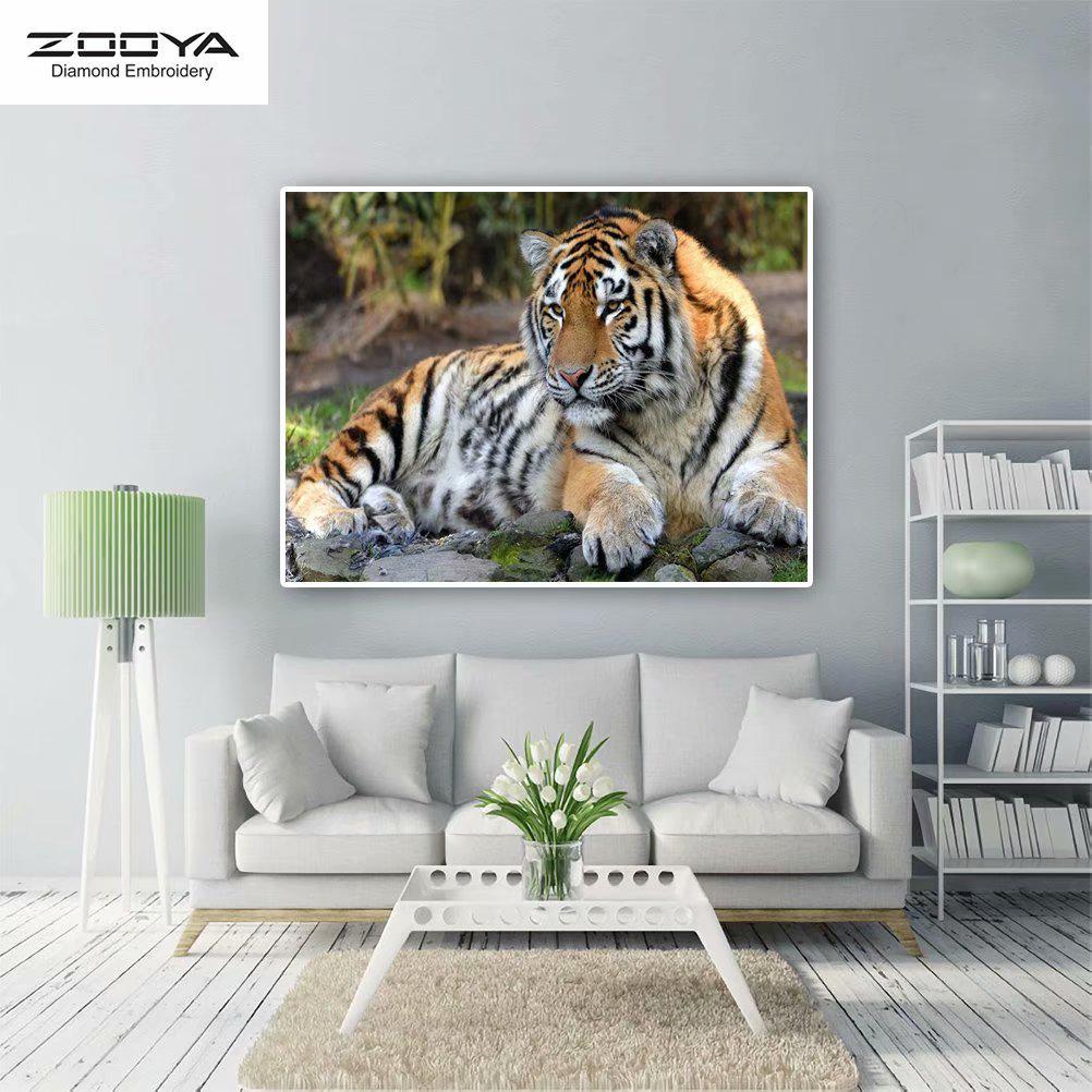 

ZOOYA DIY 5D Полная площадь Алмазная картина Тигр Вышивка Крестом Ремесло Стежок Домашний декор