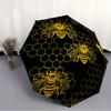 1pc Bee Honeycomb Automatic Open/close Folding Compact Umbrella, 8-Rib Sturdy Canopy, Lightweight Portable, Commuting Use, Gift,061