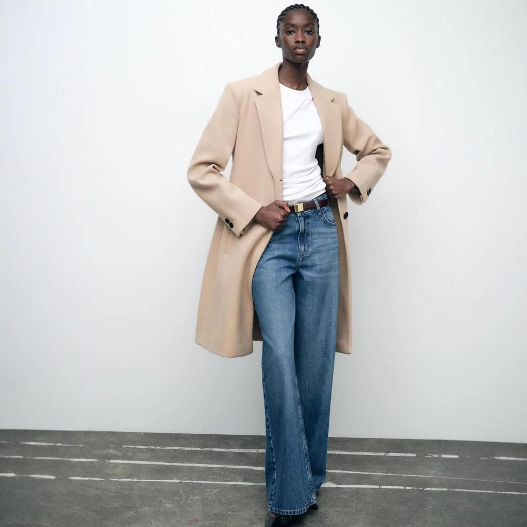 2024 Women's Off-White Long Sleeve Soft Lapel Coat - European & American Autumn Style